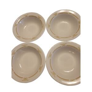 Shenango China USA Bowls Restaurant Ware Heavy White with Golden Band‎ Vintage 4